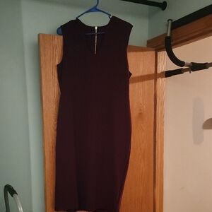 Nina Leonard Burgundy Midi Dress